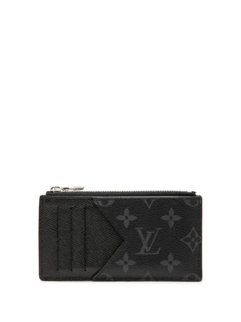 Louis Vuitton Pre-Owned 2019 Monogram Eclipse Taigarama Card Holder coin pouch Black BNHX70UO7F699516