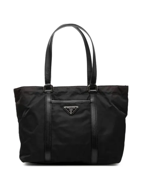 Prada Pre-Owned 2013-2026 Saffiano Trimmed Tessuto tote bag Black ZEQDDNMNOXHFGSOE