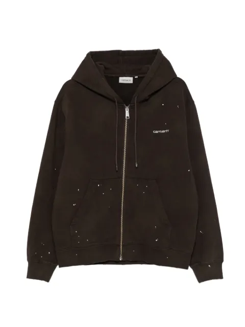 Carhartt WIP paint-splatter zip-up hoodie Brown I036913