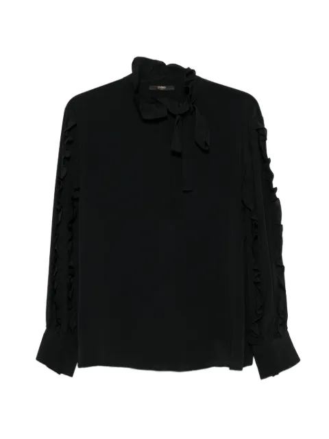 Seventy ruffle-trim pussy-bow blouse Black CA1551460090999