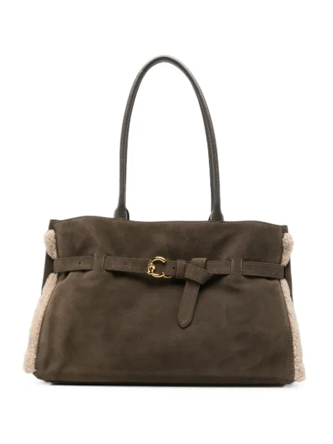 Coccinelle shearling-trim suede shoulder bag Brown E1VH6110201