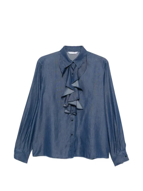 Xacus Beth ruffled long-sleeve shirt Blue BETH327235175