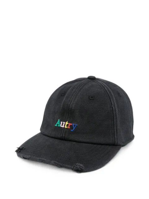 Autry distressed logo-embroidered baseball cap Black ACPU131L