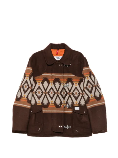 Fay geometric-pattern toggle-fastening jacket Brown MAM13531580