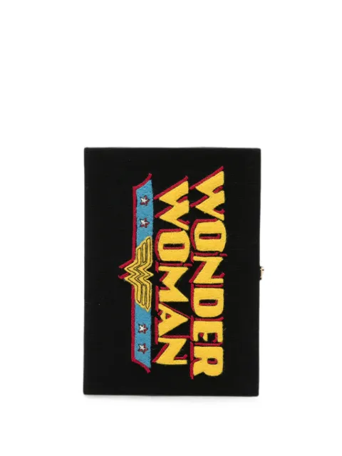 Olympia Le-Tan Wonder Woman embroidered clutch bag Black WARNERBCLI03PT