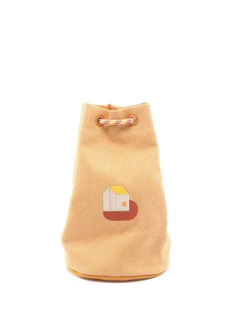 Hermès Pre-Owned 2010-2026 Wool Les Cabanes Drawstring Bag bucket bag Orange E9IVUHV4E1KRN97U