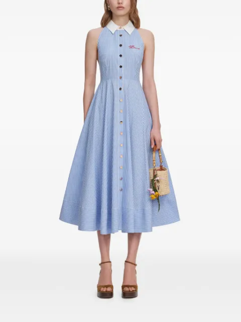 Self-Portrait striped halterneck midi dress Blue PF26037MB