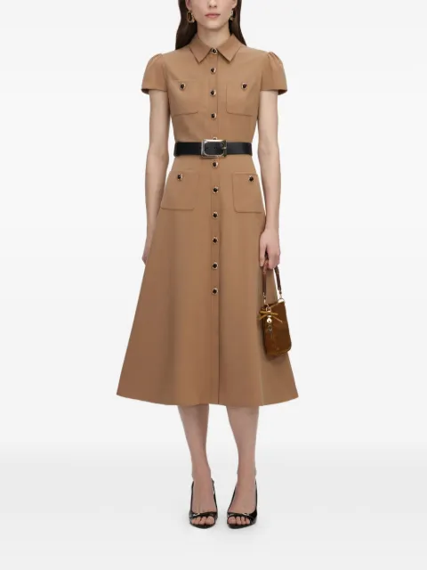 Self-Portrait belted button-up midi dress Neutrals PF26010MBT