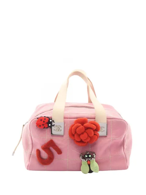 CHANEL Pre-Owned 2003-2004 CC Canvas Chocolate Bar No.5 Camellia Bowling Bag handbag Pink E4DMGDWT6QQ9OHRX