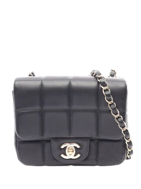 CHANEL Pre-Owned 2021-2026 Mini Square Lambskin Chocolate Bar Flap crossbody bag Black 2ZSJGMX0YR55Q3BC