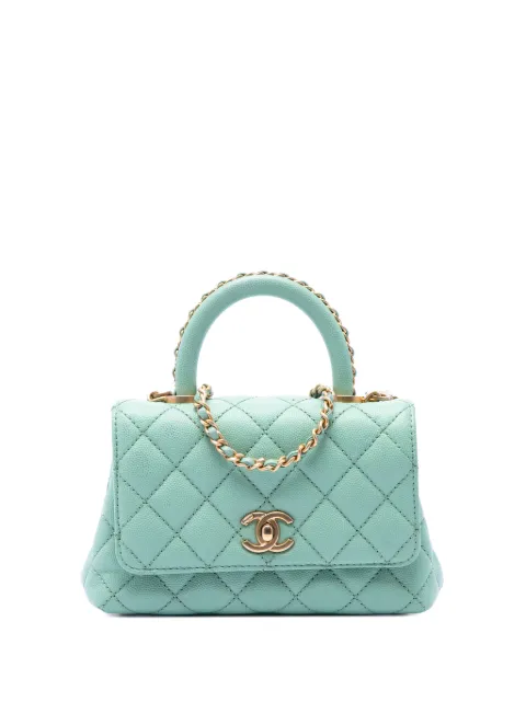 CHANEL Pre-Owned 2021-2026 Extra Mini Quilted Caviar Coco Top Handle Bag satchel Blue PVXYIWDA475QH7QE