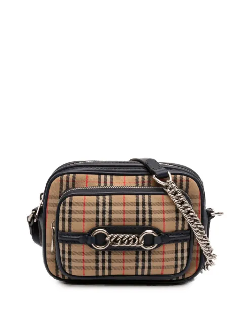 Burberry Pre-Owned 2018-2023 1983 Knight Check Canvas and Calfskin Link Camera Bag crossbody bag Black PBI6QCWYGMW8M9EQ