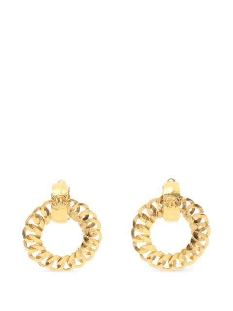 CHANEL Pre-Owned 1986-1988 chain-link hoop earrings Gold 1056132