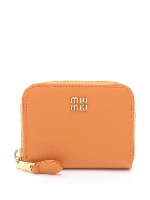 Miu Miu Pre-Owned 2010s logo-lettering leather coin purse Orange 1059929