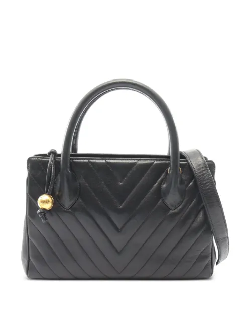 CHANEL Pre-Owned 1991-1994 Chevron V-stitch tote bag Black 10677432303557