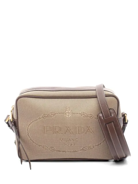 Prada Pre-Owned 2010s logo-lacquard cross body bag Neutrals 1073300
