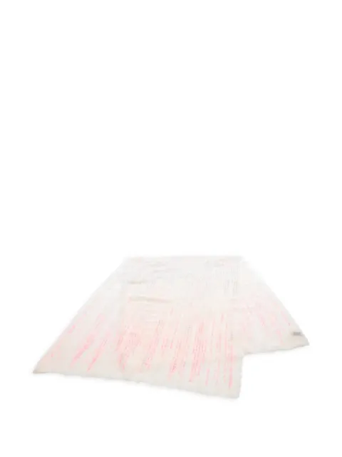CHANEL Pre-Owned 1986-1988 text-print fringed scarf White 1054478