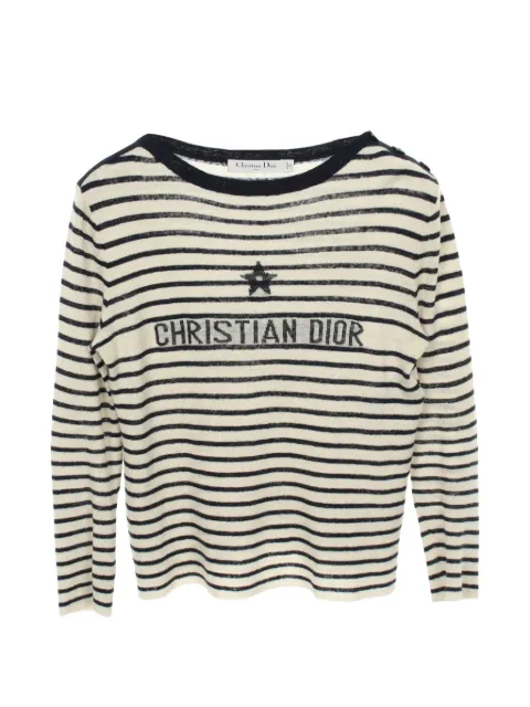 Christian Dior Pre-Owned 2010s Dioriviera striped long-sleeve knitted T-shirt Neutrals 1054171
