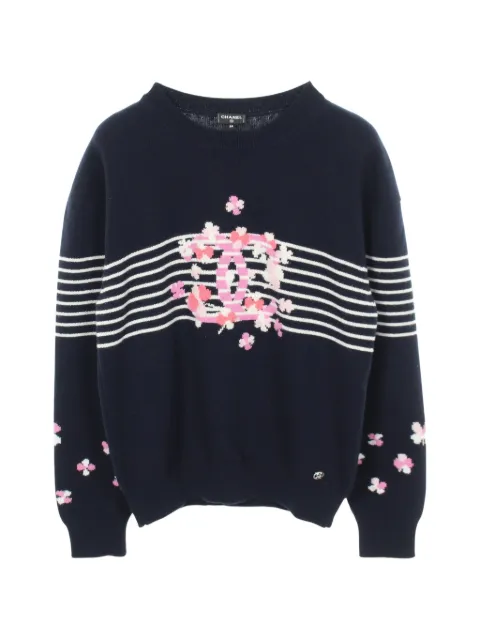 CHANEL Pre-Owned 1986-1988 Clover Coco Mark sweater Blue 1061961