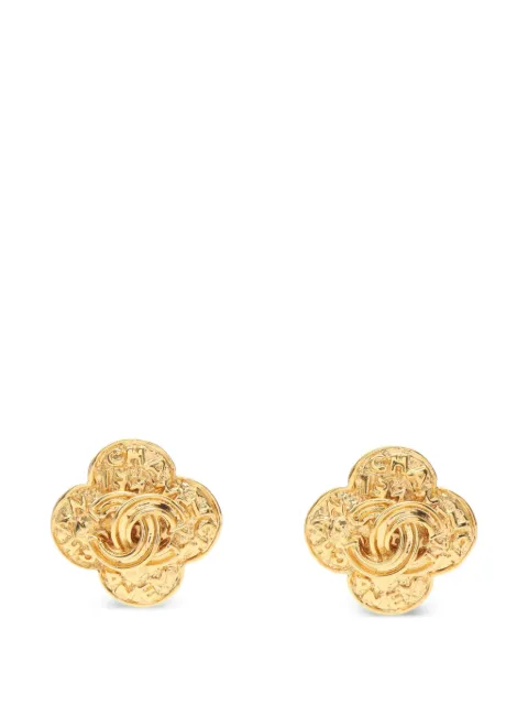 CHANEL Pre-Owned 1986-1988 Coco Mark flower earrings Gold 1056129