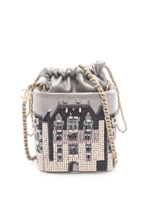 CHANEL Pre-Owned 2021-2022 bead-embroidered lambskin mini bag Grey 107398531500207