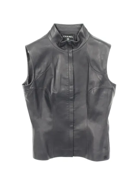 CHANEL Pre-Owned 1986-1988 Coco Mark zip-up vest Black 1070429
