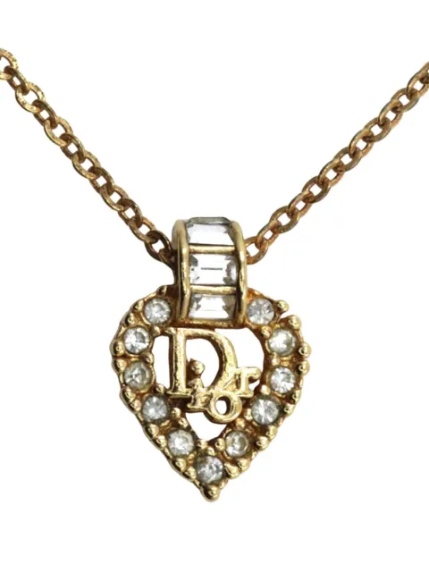 Christian Dior Pre-Owned 20th Century Gold Plated Strass Heart Pendant Necklace costume necklace Gold SNAP65TQ13ASQY5W