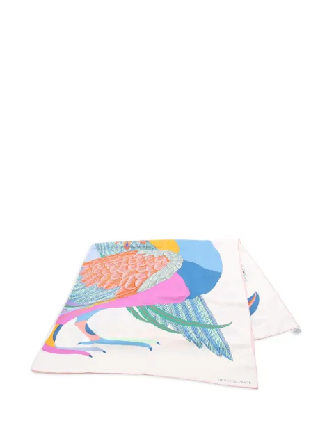 Hermès Pre-Owned 2010s Toucans de Paradis silk scarf White 1060337