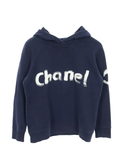 CHANEL Pre-Owned 2010s paint logo hoodie Blue 1050459