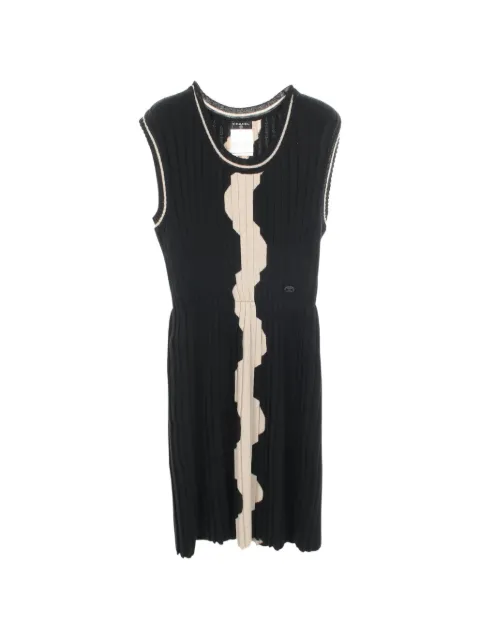 CHANEL Pre-Owned 1986-1988 sleeveless knit wool mini dress Black 1057720