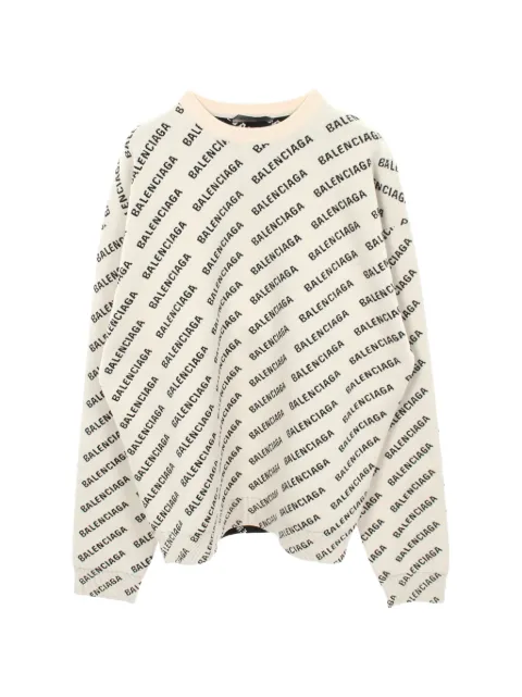 Balenciaga Pre-Owned 2010s logo-pattern sweater Neutrals 1058603