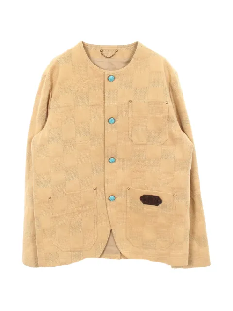 Louis Vuitton Pre-Owned 2010s Damier check no-collar jacket Neutrals 1061898