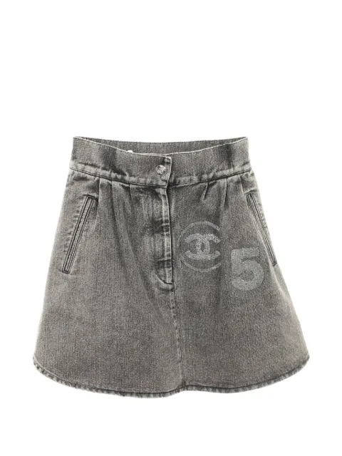 CHANEL Pre-Owned 1986-1988 No.5 denim skirt Grey 1062008