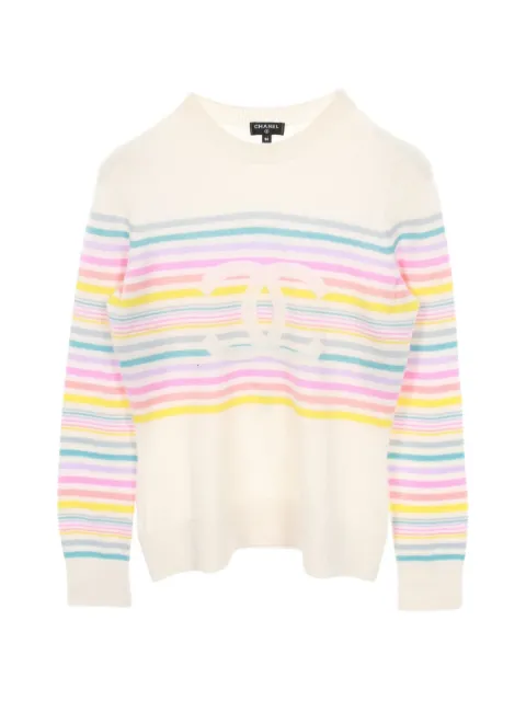 CHANEL Pre-Owned 1986-1988 Coco Mark striped sweater Neutrals 1050413