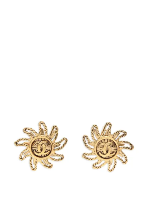 CHANEL Pre-Owned 1986-1988 Coco Mark Sun-motif earrings Gold 1060281