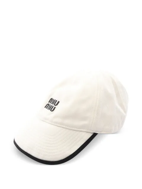 Miu Miu Pre-Owned 2010s logo-embroidered baseball cap White 1060175