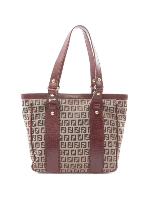 Fendi Pre-Owned 2000s Zucchino leather-trim tote bag Brown 1072521