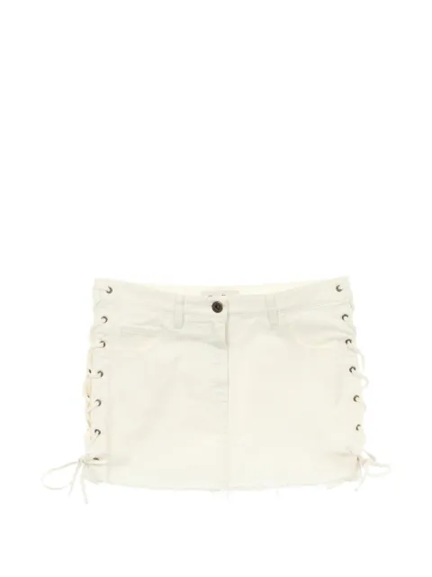 Miu Miu Pre-Owned 2000s lace-up denim mini skirt Neutrals 1062010