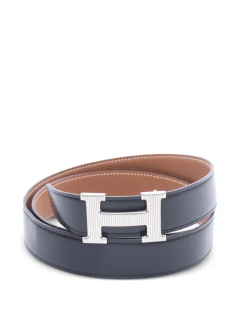 Hermès Pre-Owned 2021 H Strie reversible belt Black 1058653Z