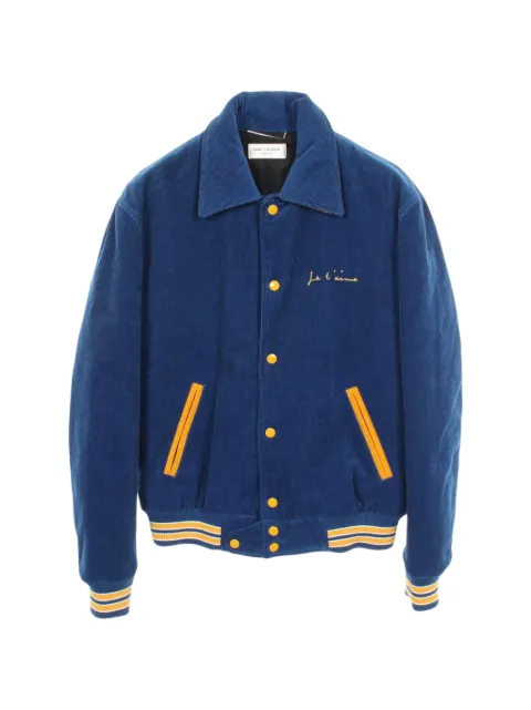 Saint Laurent Pre-Owned 2010s corduroy bomber jacket Blue 1064954