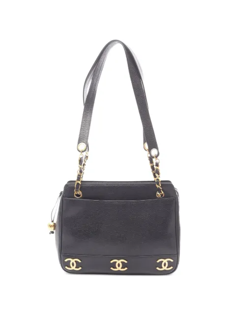 CHANEL Pre-Owned 1991-1994 Triple Coco Mark shoulder bag Black 10720052975814