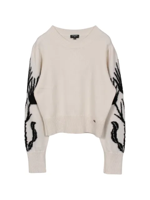 CHANEL Pre-Owned 1986-1988 Coco Mark flower sweater Neutrals 1061949