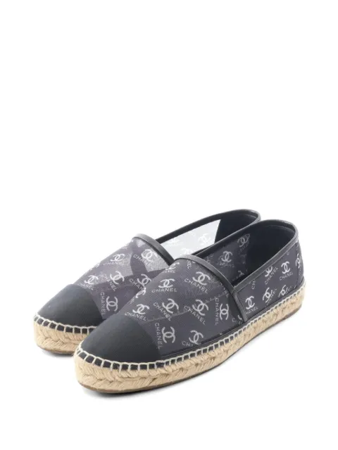 CHANEL Pre-Owned 1986-1988 Coco Mark mesh espadrilles Black 1069472
