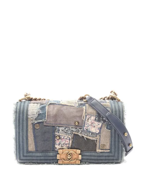CHANEL Pre-Owned 2015-2016 Boy patchwork shoulder bag Blue 107278821119096