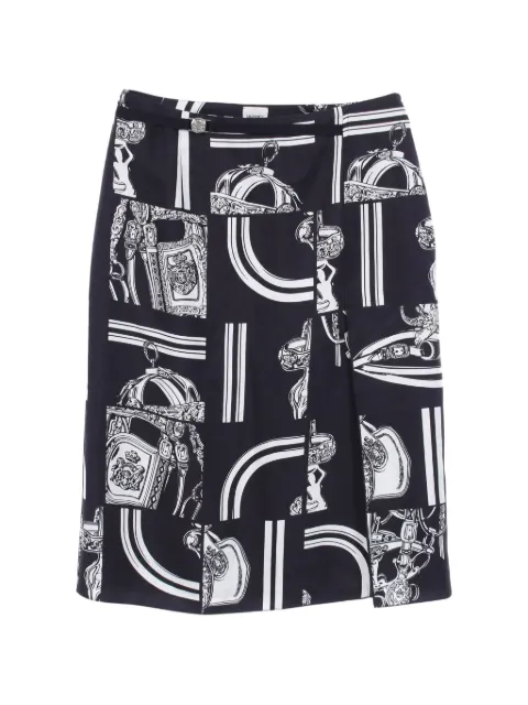 Hermès Pre-Owned 2000s En Désordre Finesse silk midi skirt Blue 1058608