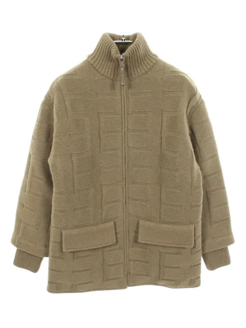 Hermès Pre-Owned 2010s H-pattern zip-up wool jacket Green 1069692