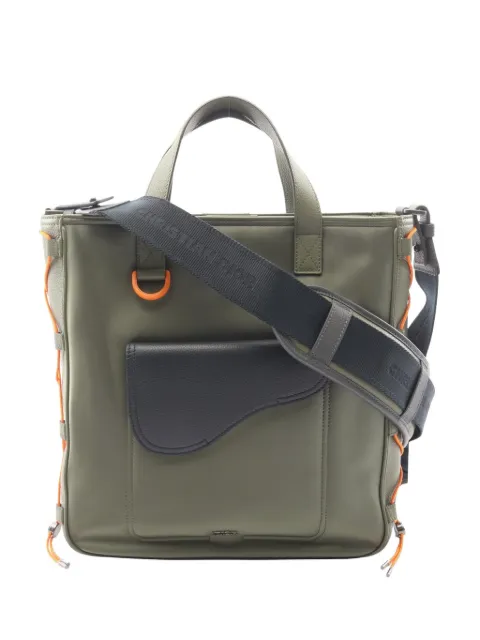Christian Dior Pre-Owned x Sacai 2010s Saddle magnetic-fastening tote bag Green 1073346
