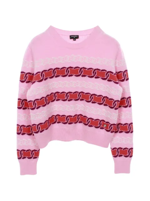 CHANEL Pre-Owned 1986-1988 Coco Mark knitted sweater Pink 1050439