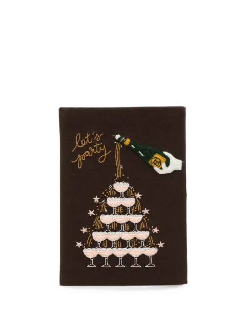 Olympia Le-Tan Let's Party embroidered-motif book clutch bag Brown PARTYBC14SPT