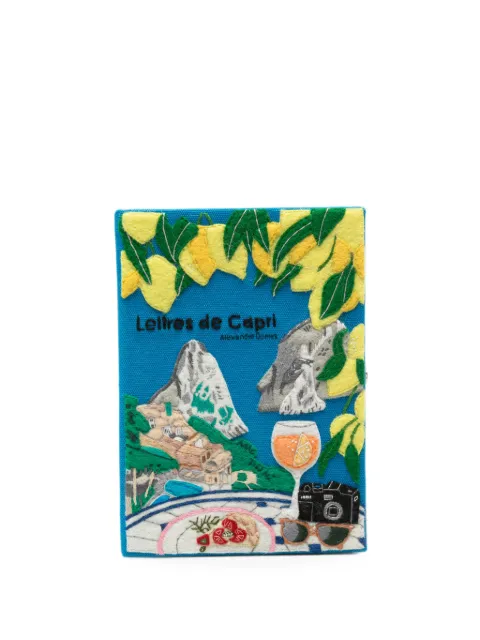 Olympia Le-Tan Lettres de Capri embroidered clutch bag Blue VOYAGESBCLI59PT